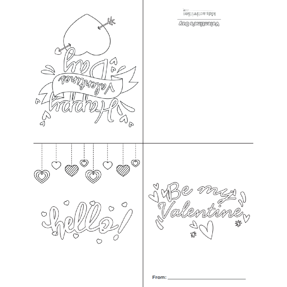 Cute valentine coloring cards