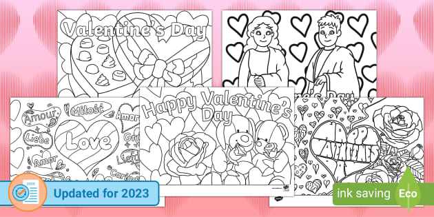 Valentines day mindfulness colouring sheets