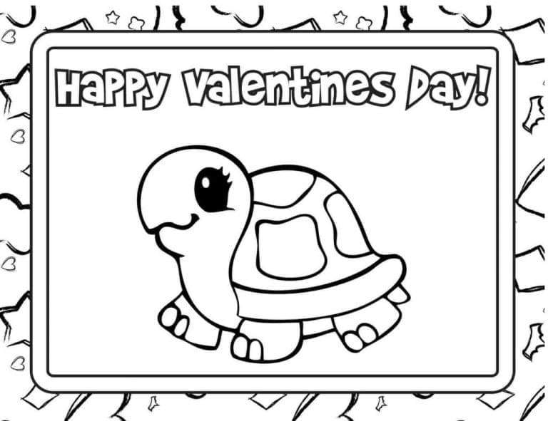 Printable cute valentines card coloring page