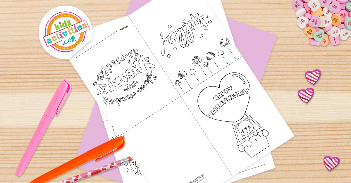 Cute valentine coloring cards