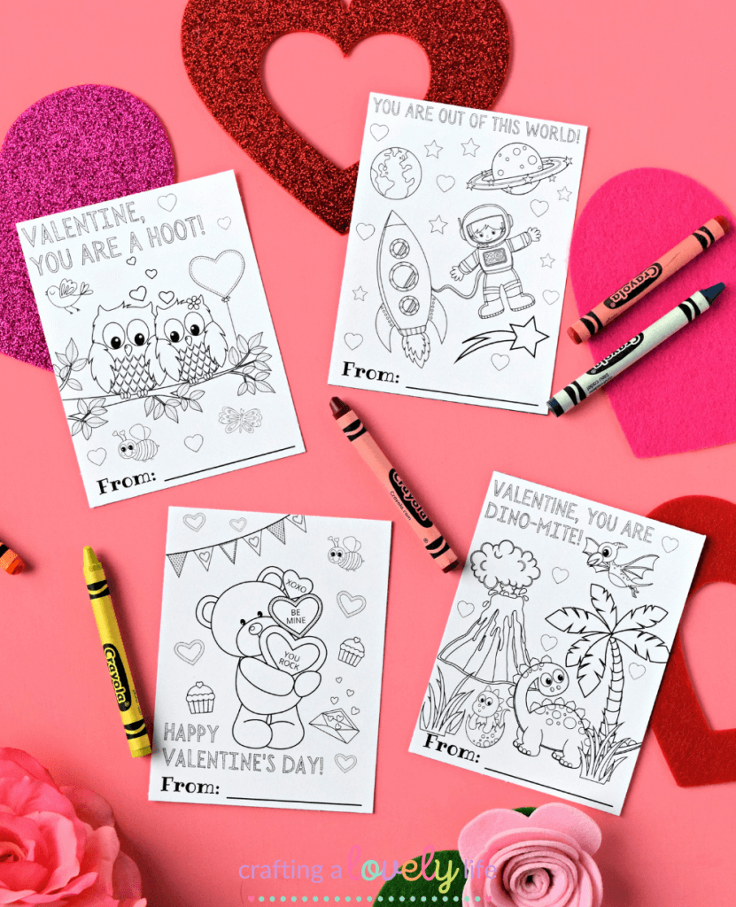 Free printable valentines day cards to color