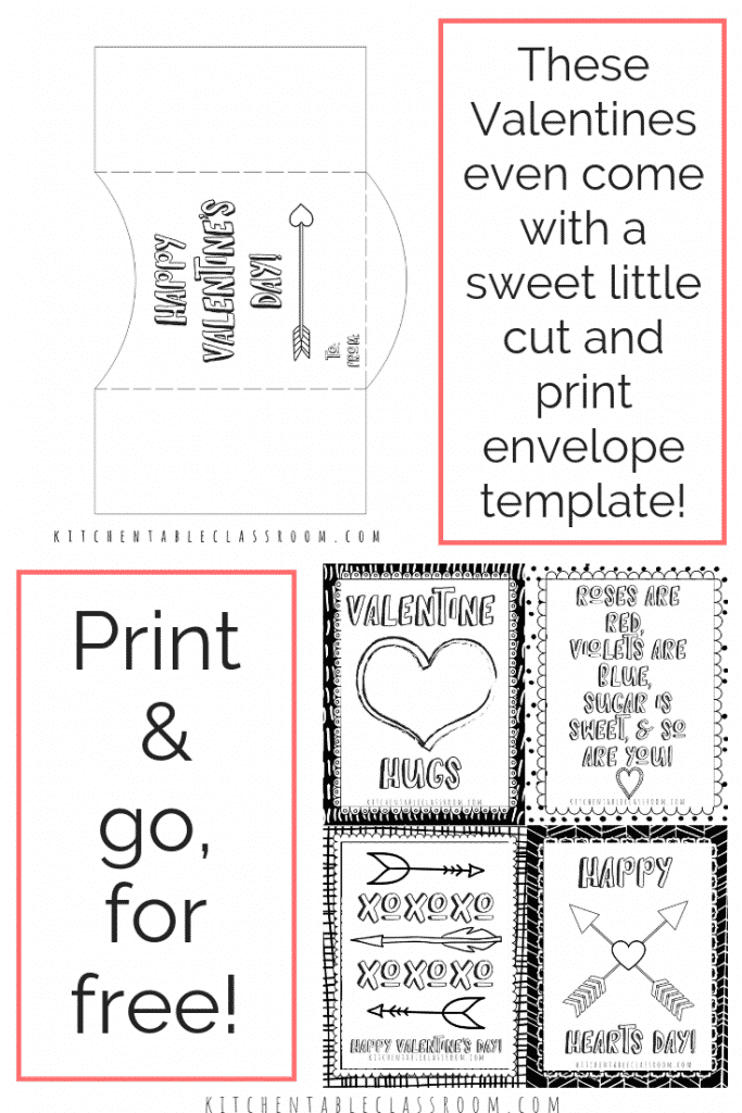 Printable valentine cards to color