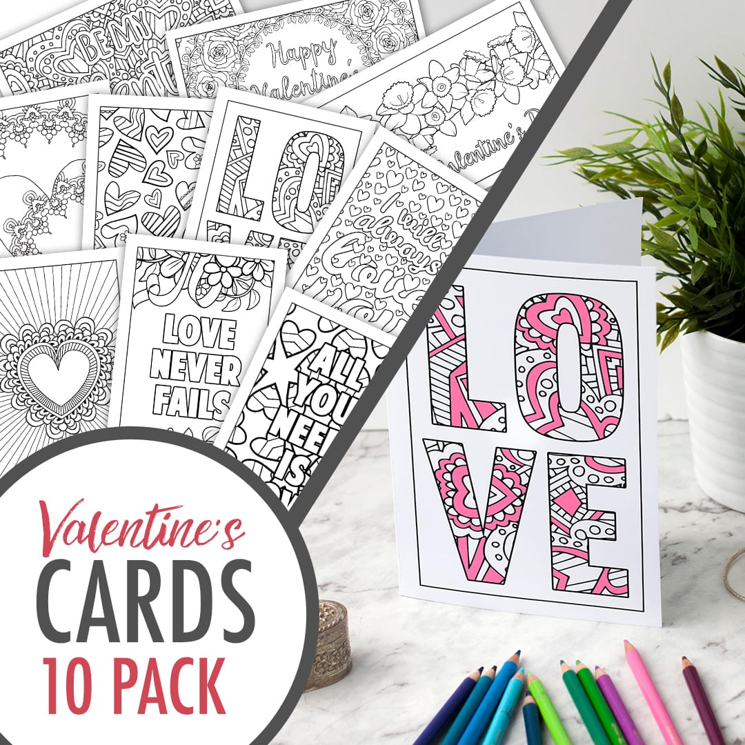 Valentines day cards set of