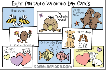 Eight printable valentine day cards