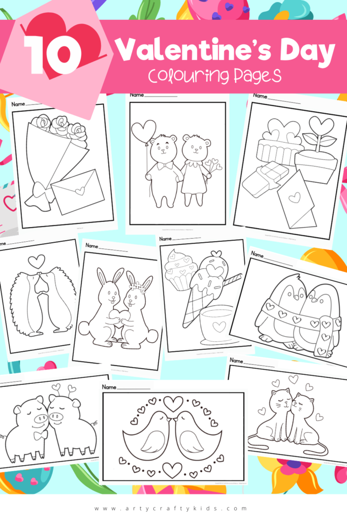 Valentines day colouring pages