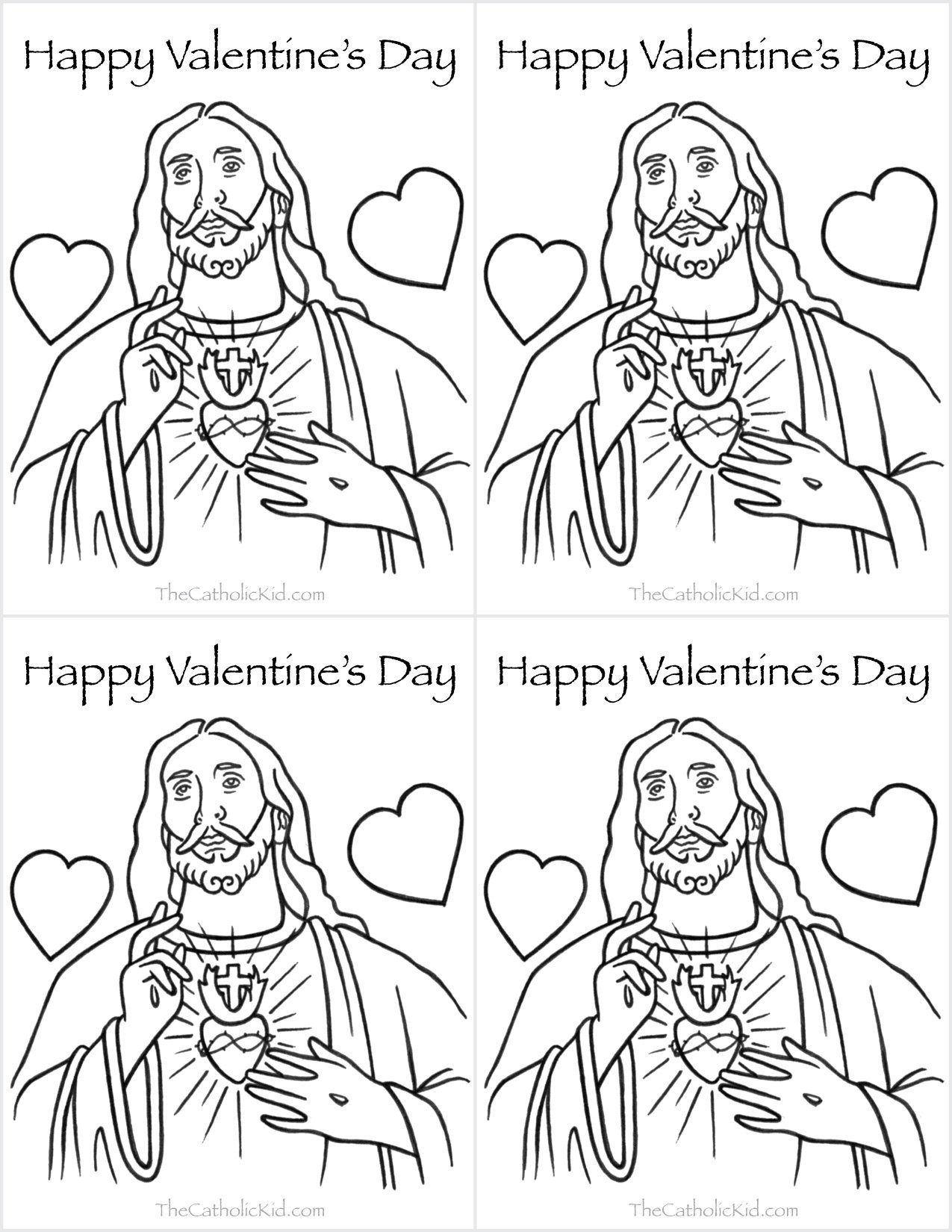 Catholic valentines day cards jesus heart coloring page