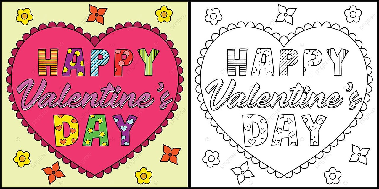 Happy valentines day coloring page illustration vector outline cartoon vector vector outline cartoon png and vector with transparent background for free download