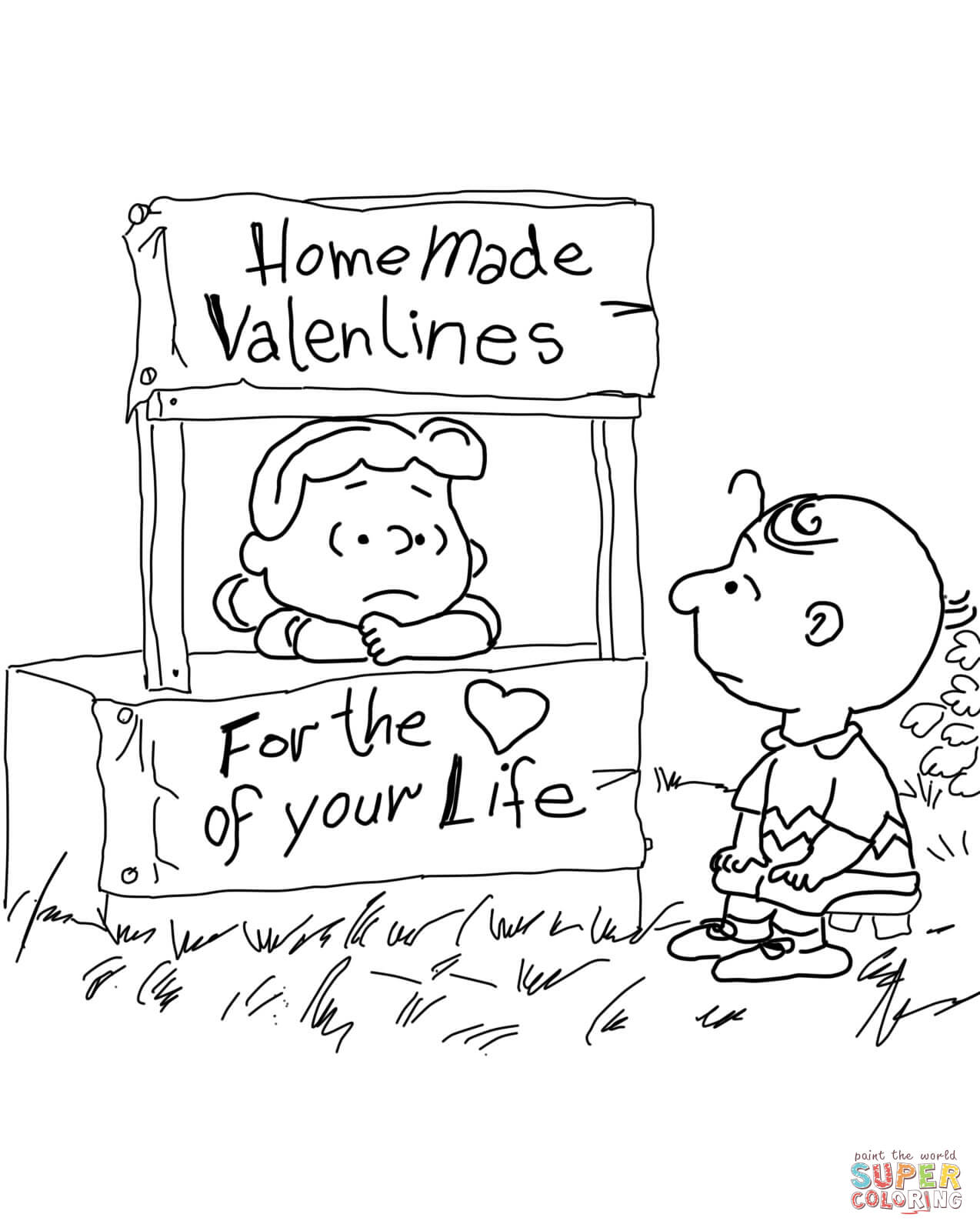 Peanuts valentines day coloring page free printable coloring pages