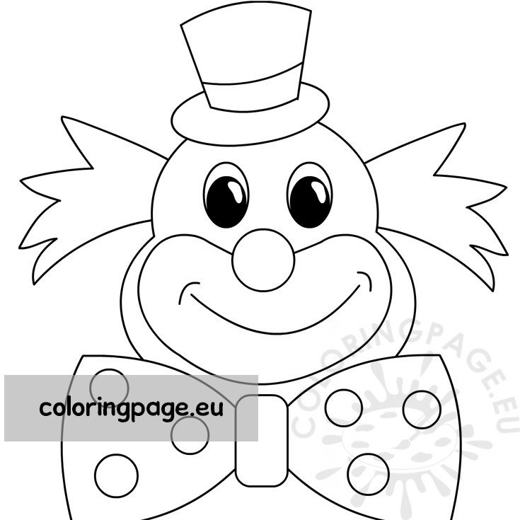 Funny clown with big bow coloring page