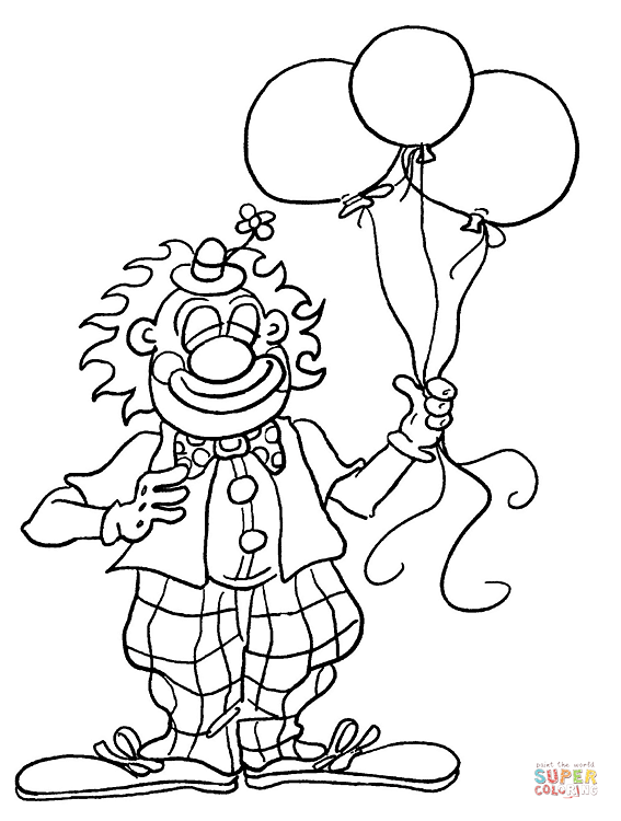 Clown for birthday party coloring page free printable coloring pages