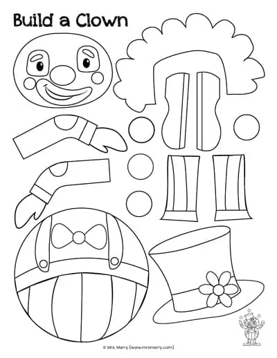 Free printable clown craft template mrs merry