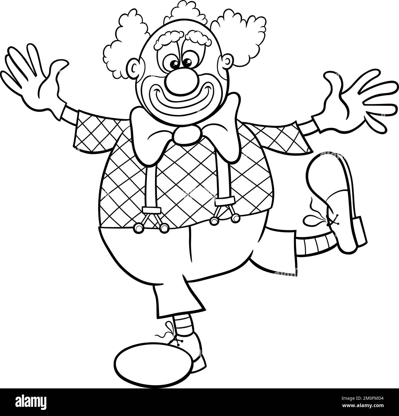 Black and white cartoon illustration of funny circus clown ic character coloring page stock vector image art