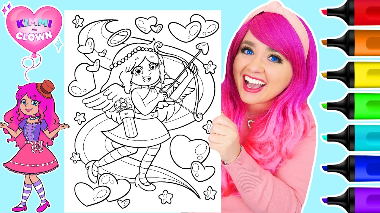 Coloring kimmi the clown valentines day cupid coloring page ohuhu art markers