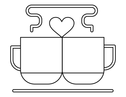 Valentines day coffee cups coloring page free printable coloring pages