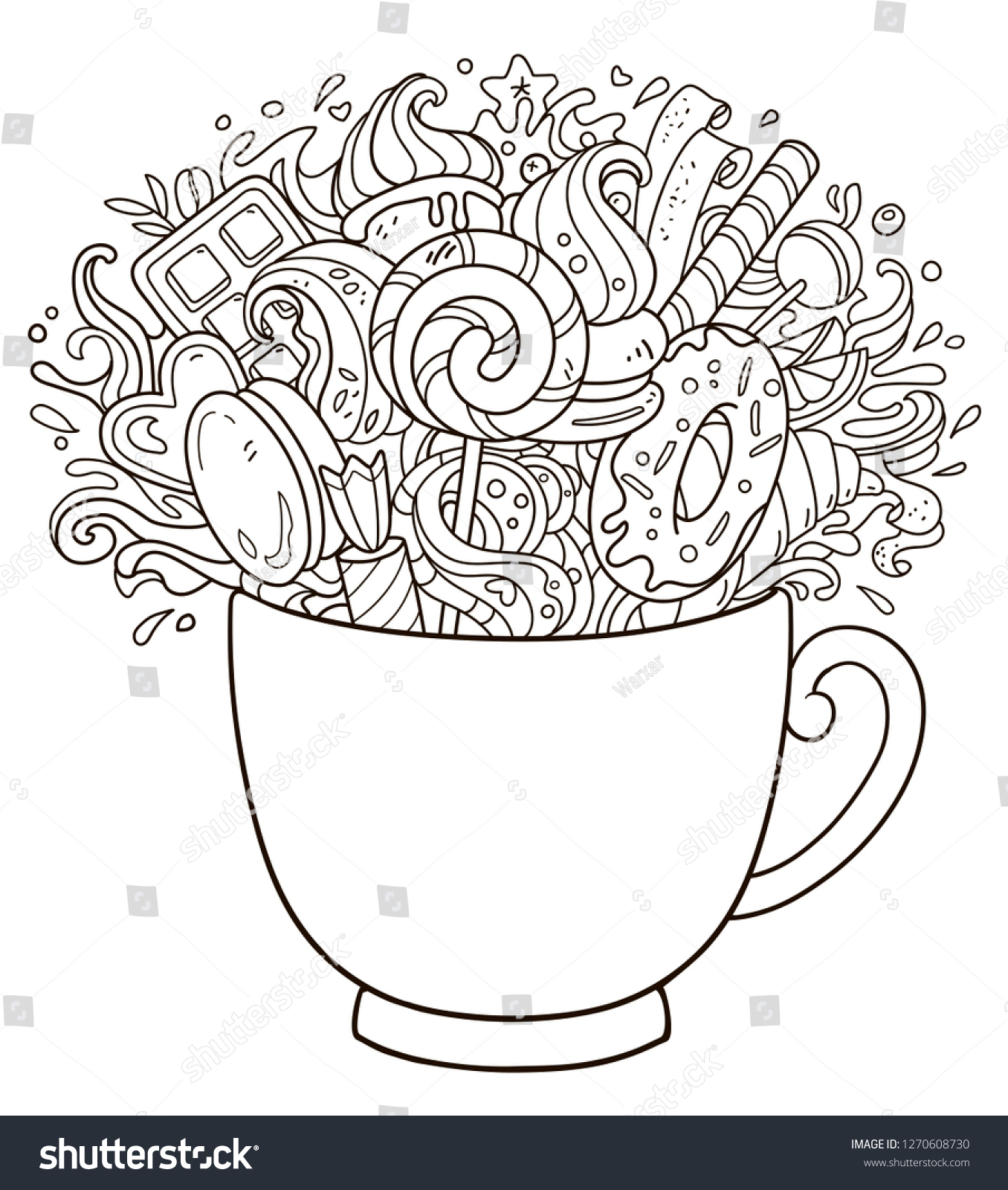 Antistress coloring page lollipop candy shop stock vector royalty free