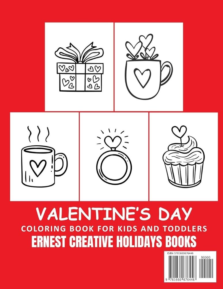 Valentines day coloring book for kids a fun and easy happy valentines day coloring pages with flowers sweets cherubs cute animals and more for kids toddlers and preschool books ernest creative holidays