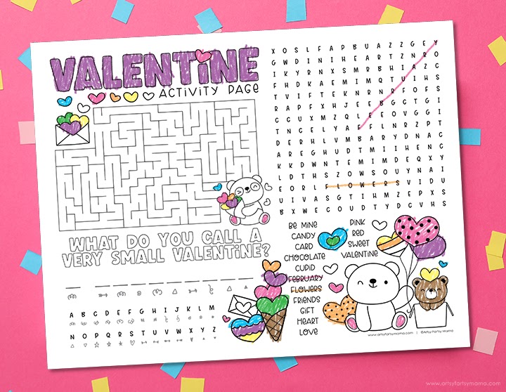 Free printable valentines day activity page artsy