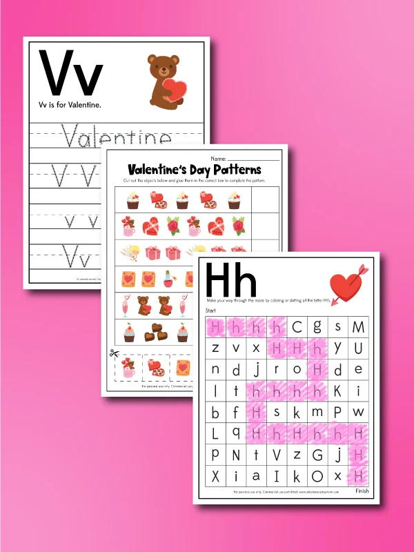 Valentines day worksheets for kids free printable