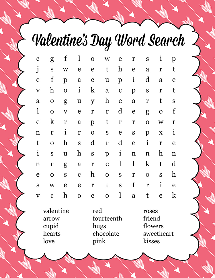 Valentines word search