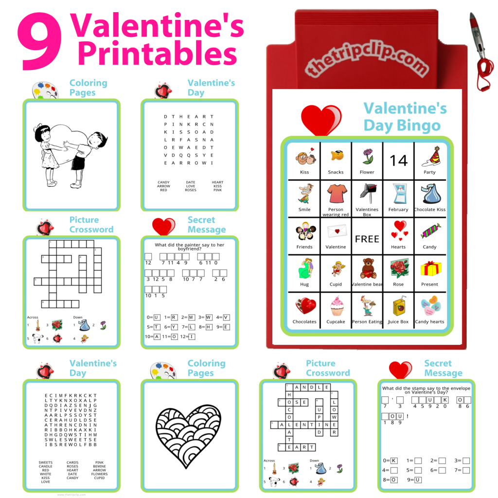 Free printable valentines day activities â the trip clip