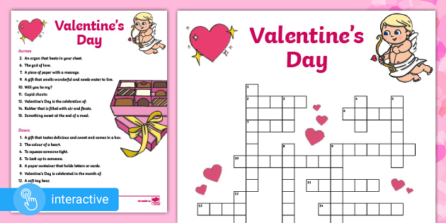 Valentines crossword teacher made