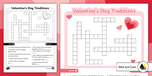 Valentines day traditions crossword usa