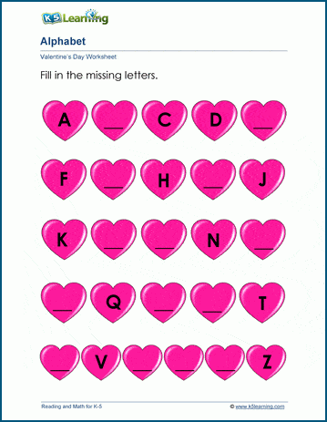 Valentines day worksheets k learning