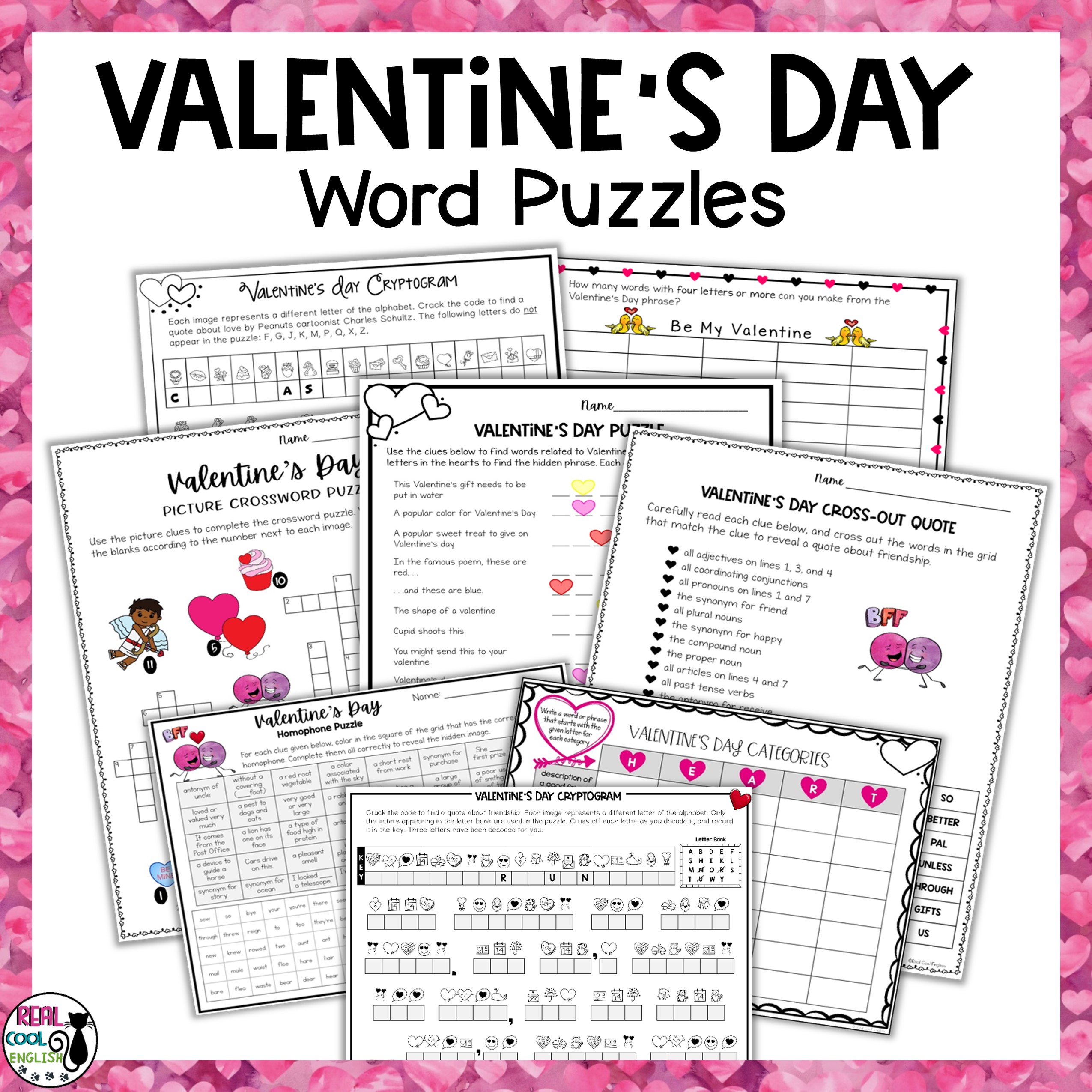 Valentines day word puzzles made by teachers