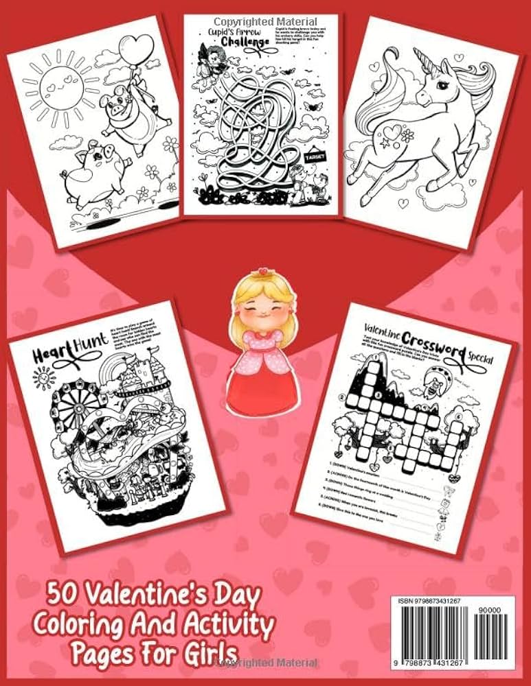 Valentines day coloring and activity book for girls fun activities for kids including coloring mazes word search puzzles crosswords valentines day coloring activity books kolorkick books