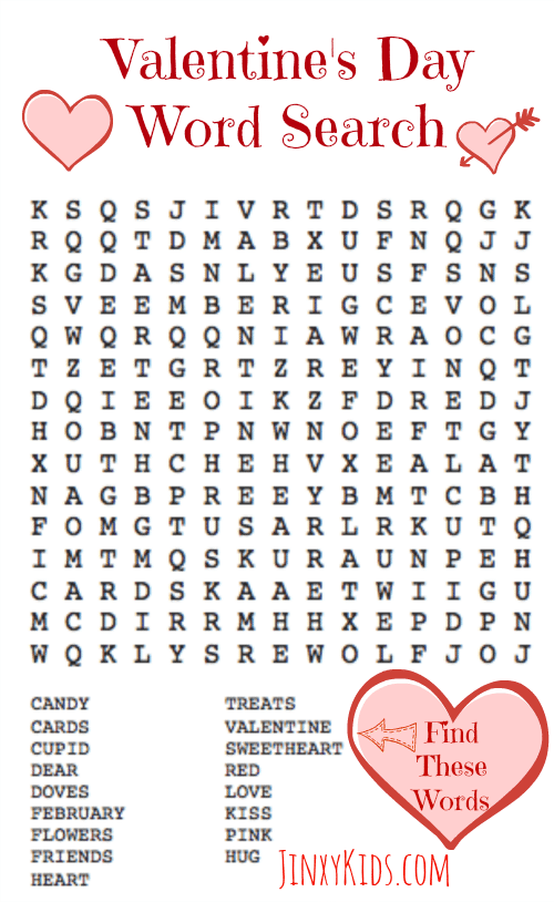 Free printable valentines day word search puzzle