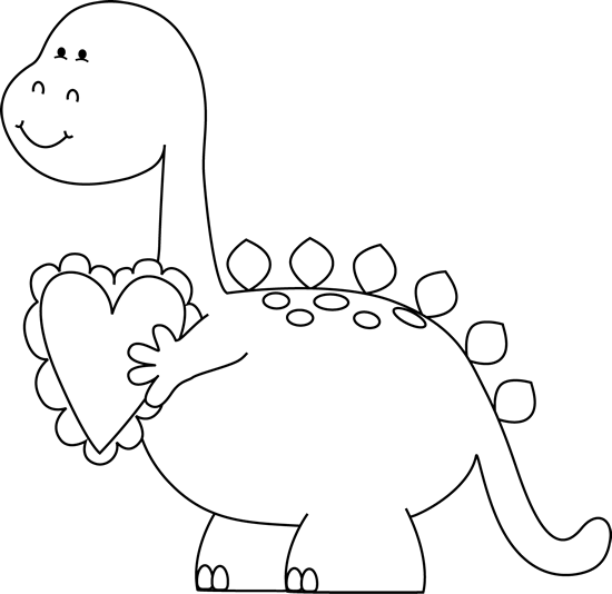 Black and white valentines day dinosaur clip art clip art