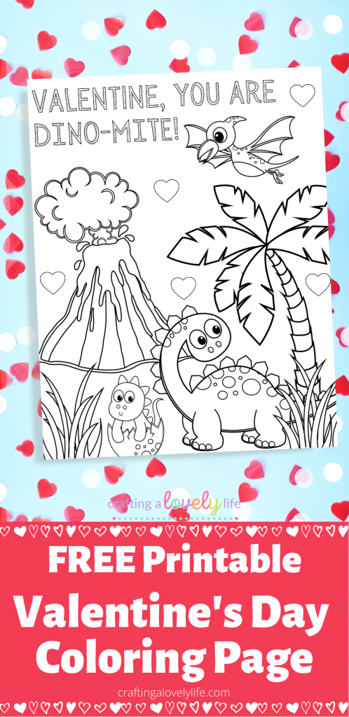 Dinosaur valentines day coloring page free printable