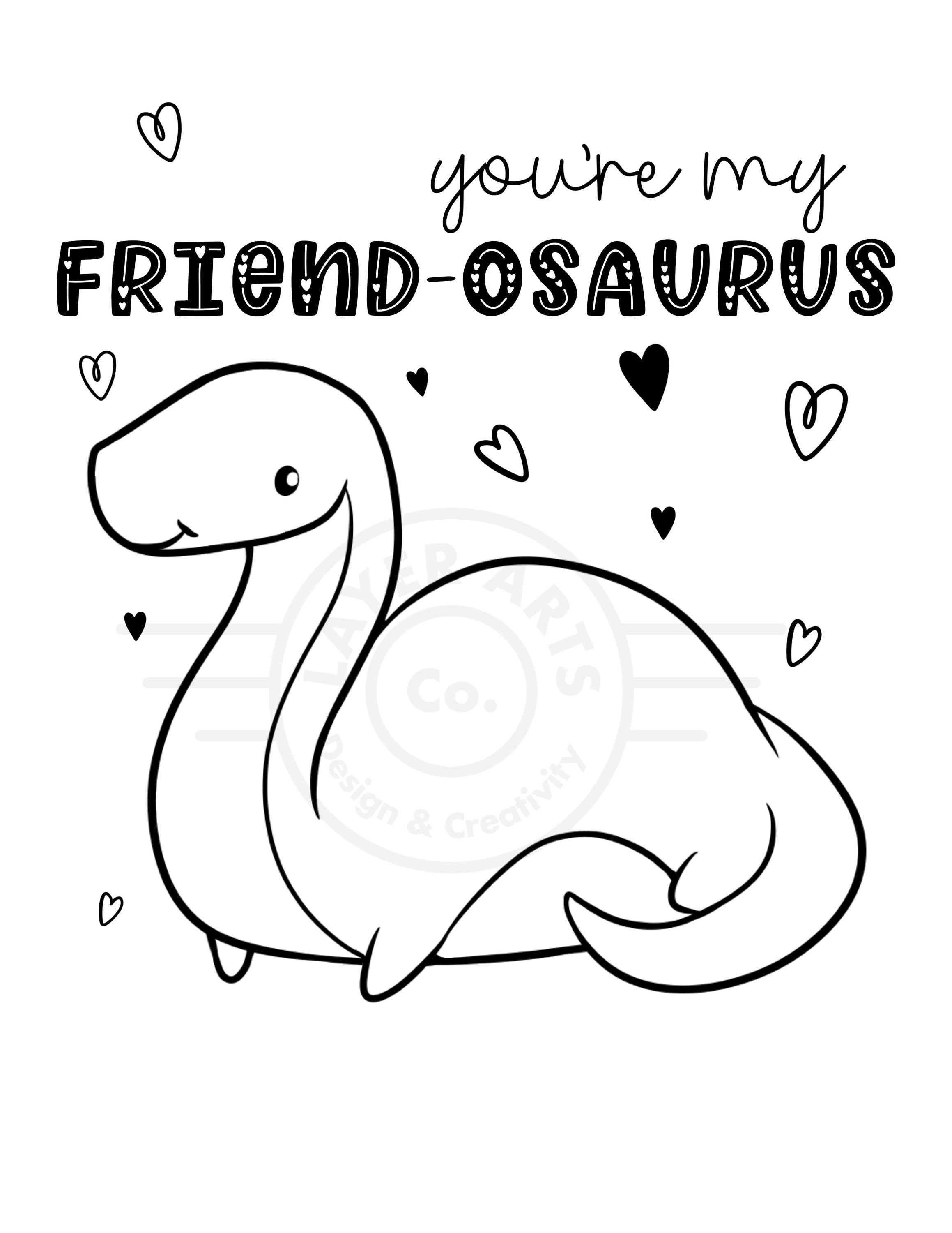 Dinosaur valentine coloring pages