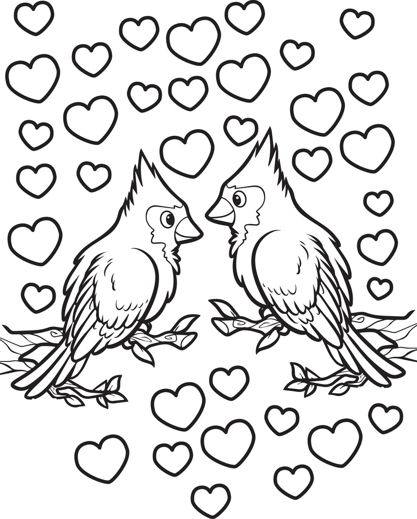 Printable love birds valentines day coloring page for kids â