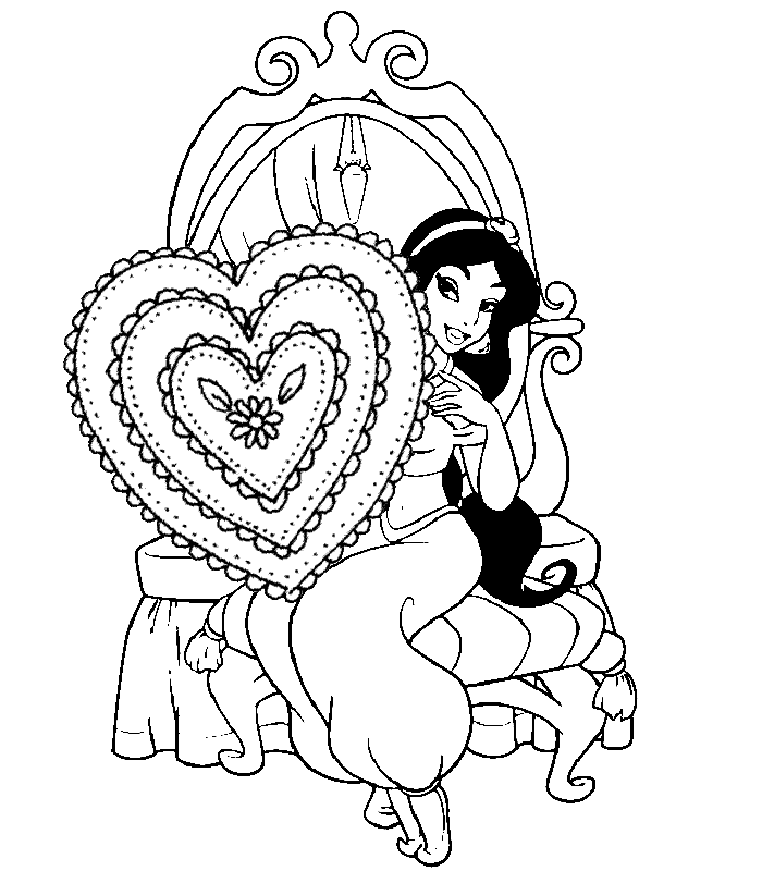 Valentines disney coloring pages