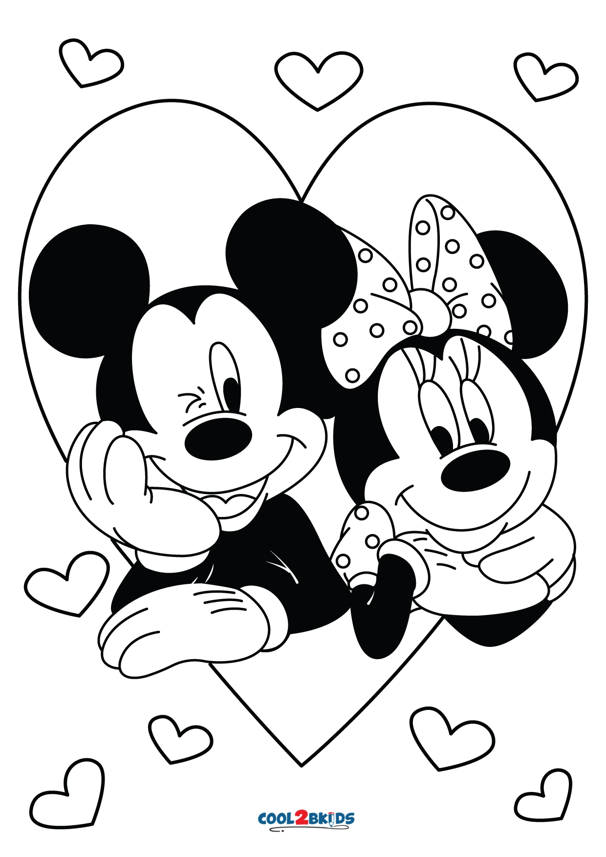 Free printable mickey mouse valentines day coloring pages for kids