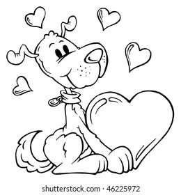 Stock vektor âvalentines day dog heart coloringâ bez autorskãch poplatkå