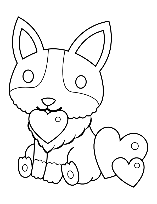 Printable valentine dog coloring page