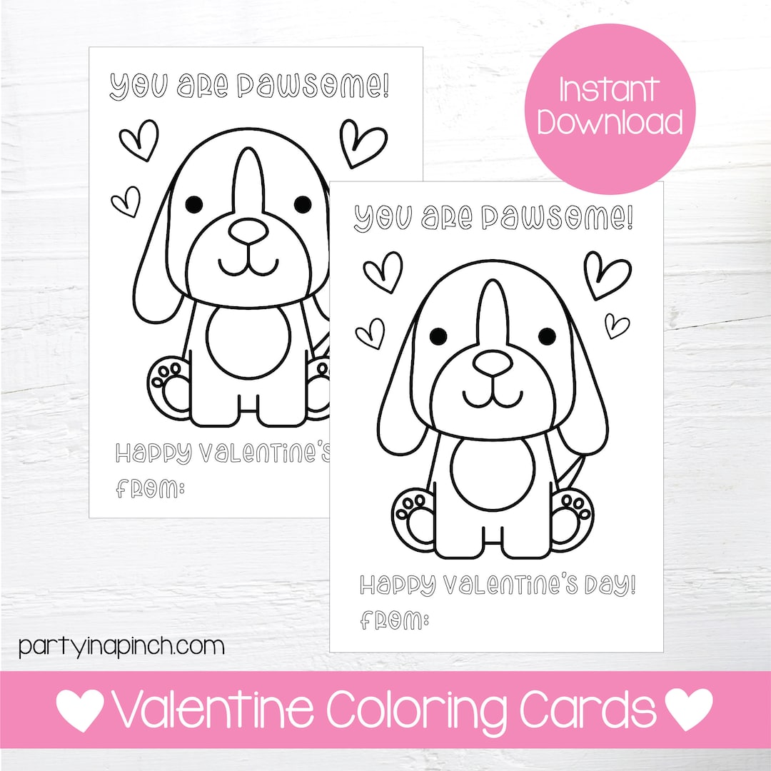 Puppy valentine coloring pages puppy valentine valentines day dog coloring printable coloring card instant download digital