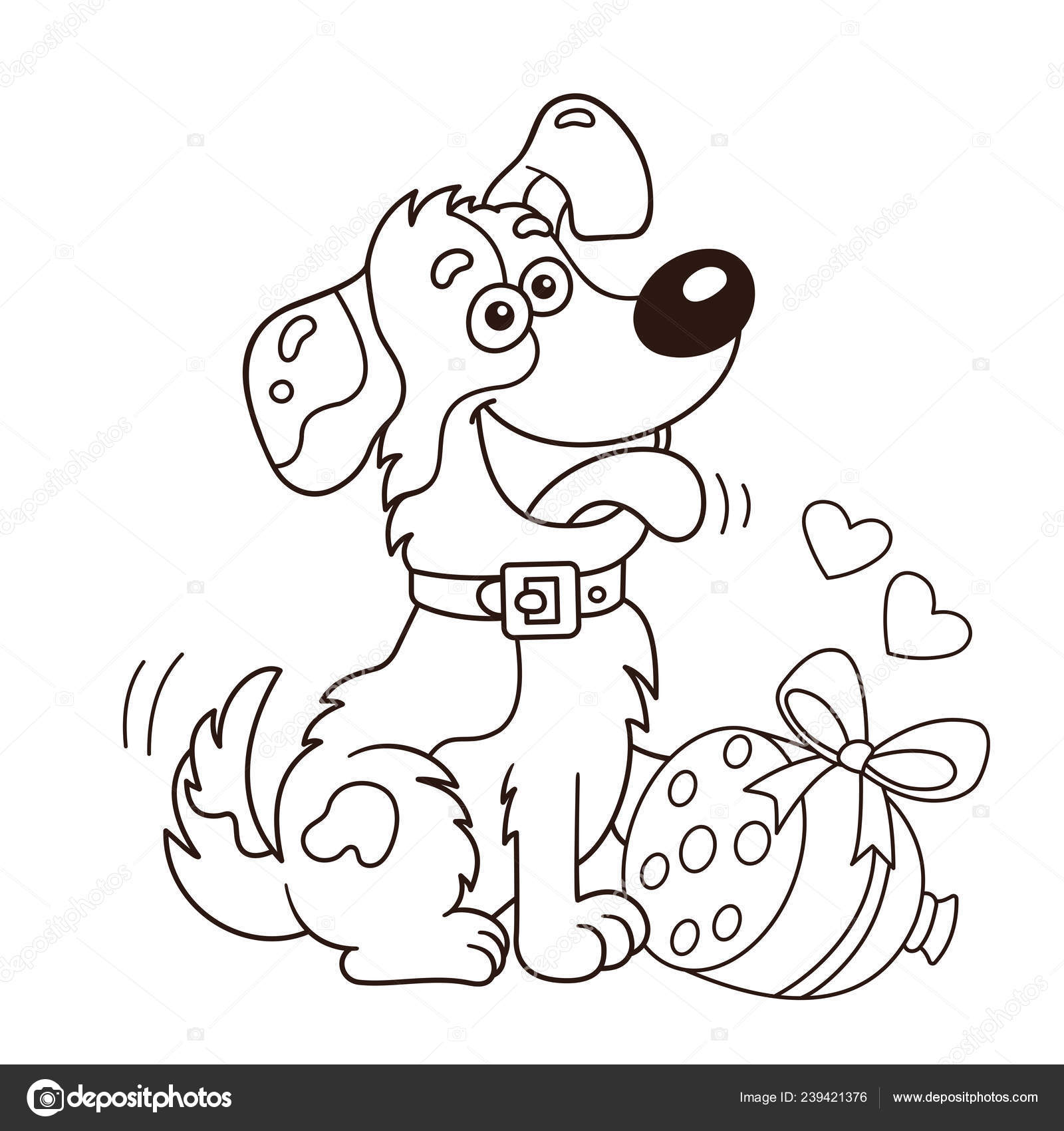 Coloring page outline cartoon dog sausage greeting card birthday valentines stock vector by oleon