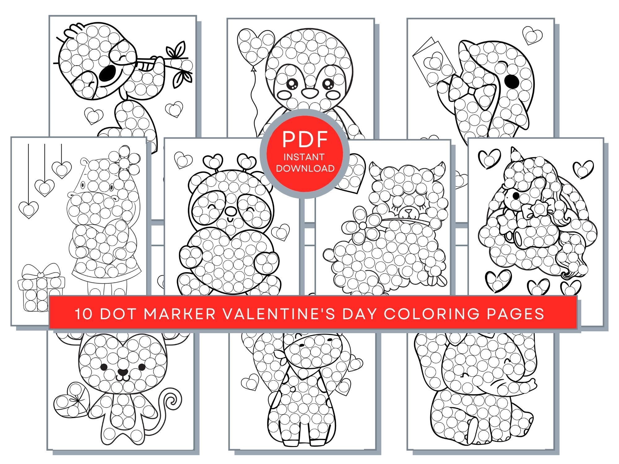 Valentines day dot marker coloring pages do a dot valentines painting valentines printable love coloring pages vday coloring vday print instant download