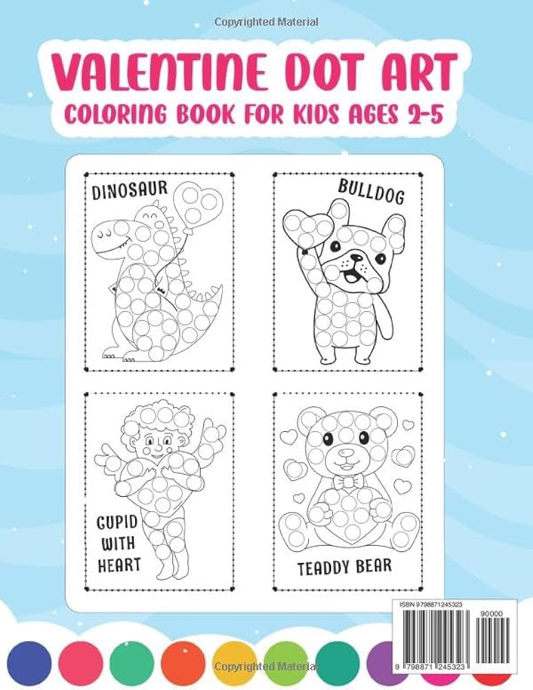 Valentine dot art coloring book for kids ages