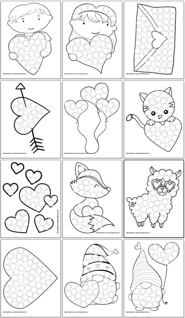 Free printable valentines day do a dot marker coloring pages valentines printables free valentines day coloring page valentine coloring pages