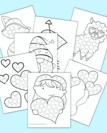 Free printable valentines day do a dot marker coloring pages