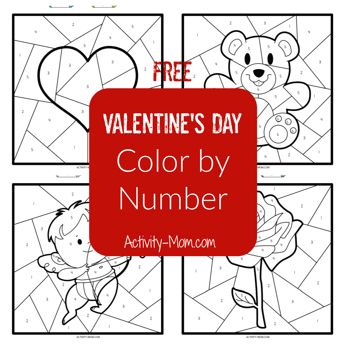 Color by number valentine pages free printable