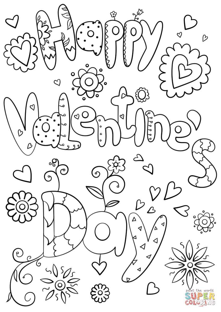 Happy valentines day coloring page free printable coloring pages