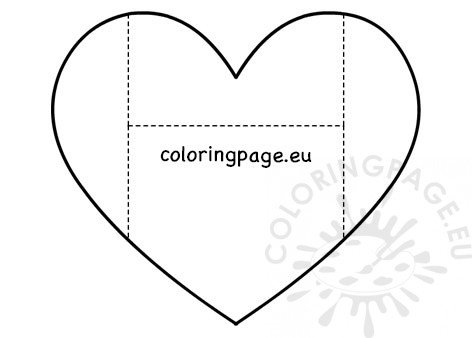 Valentine folding heart envelope printable coloring page