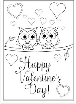 Valentine coloring cards greeting holiday hearts love dog owl bee teddy bear coloring pages printed flat cards envelopes kids diy crafts school grandchildren assortment pack count buy online at best