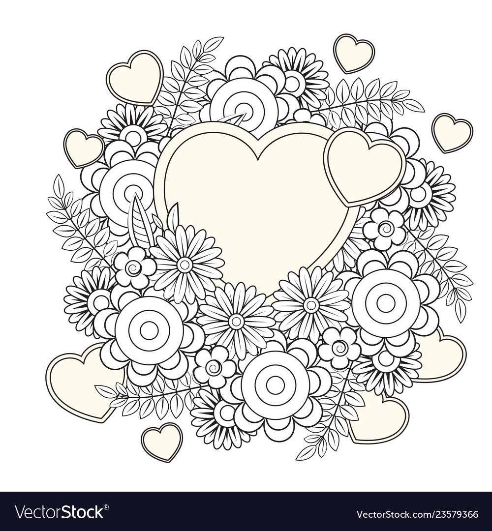 Valentines day coloring page royalty free vector image