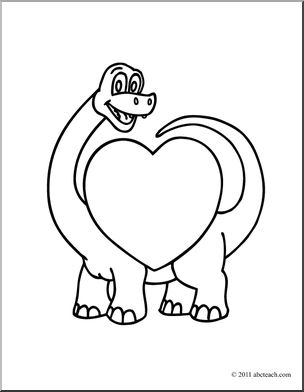 Clip art valentine dino coloring page i